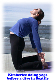 Kimberlee doing yoga before a dive in Seattle